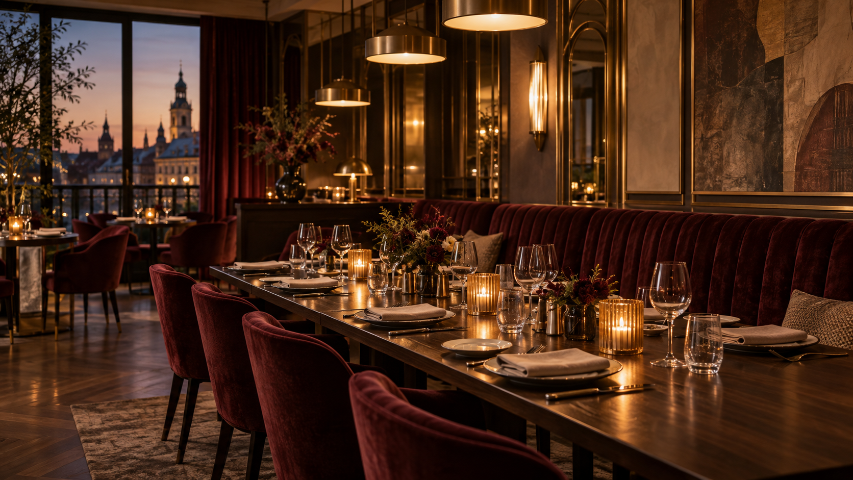 Wieczorne wnętrze restauracji Stolik Dnia